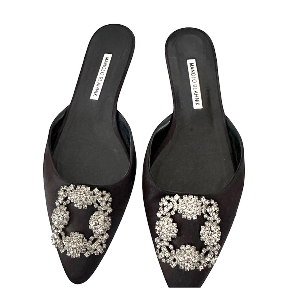 Manolo Blahnik hangisi mules slip on flats 38.5 black